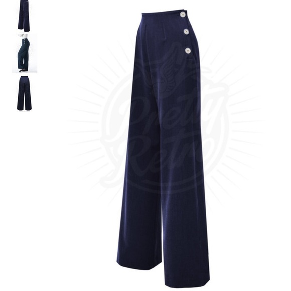 *last chance-consigning soon* Nwt Pretty Retro Swing Trousers in Navy - Picture 2 of 9